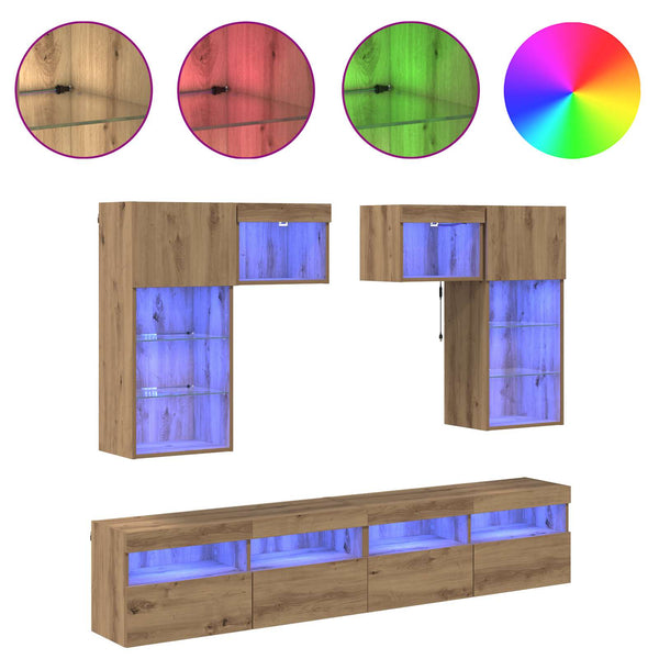 TV-seinäkkeet 6 pcs Vanha Puu 100 x 30 x 40 cm Tekninen puu