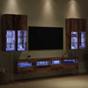 TV-seinäkappisetti LED-valoilla LED -nauhavalot 7 pcs Vanha puu