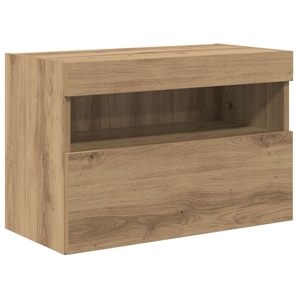 TV-seinäkappisetti LED-valoilla 7 pcs artesaani tammi