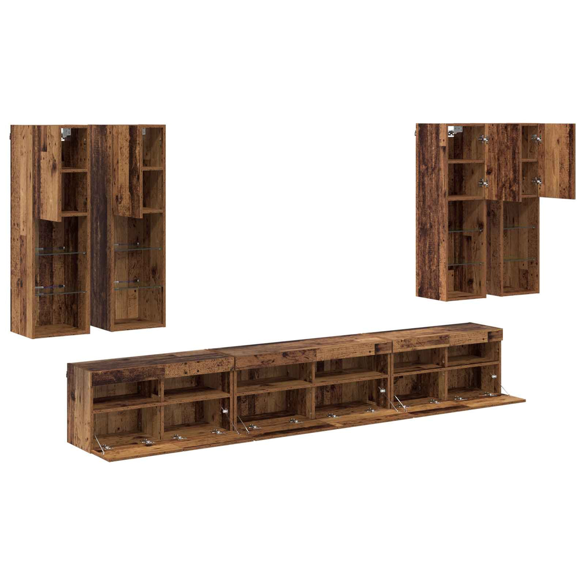 TV-seinäkaappi setti 7 kpl 100 x 30 x 40 cm Vanha Puu