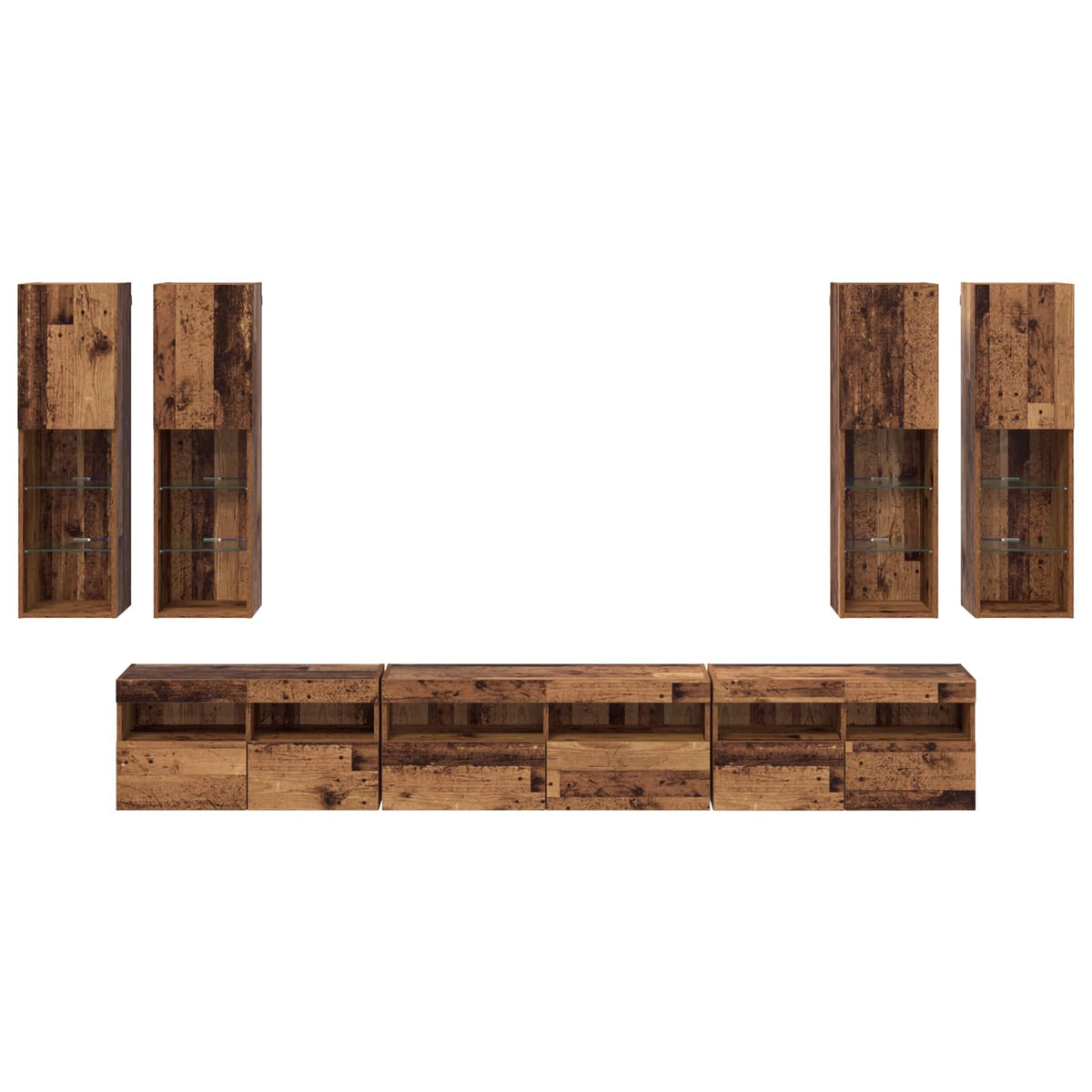 TV-seinäkaappi setti 7 kpl 100 x 30 x 40 cm Vanha Puu