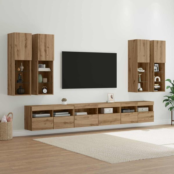 TV-seinäkaappi setti 7 pcs Artisan tammi Tekninen puu