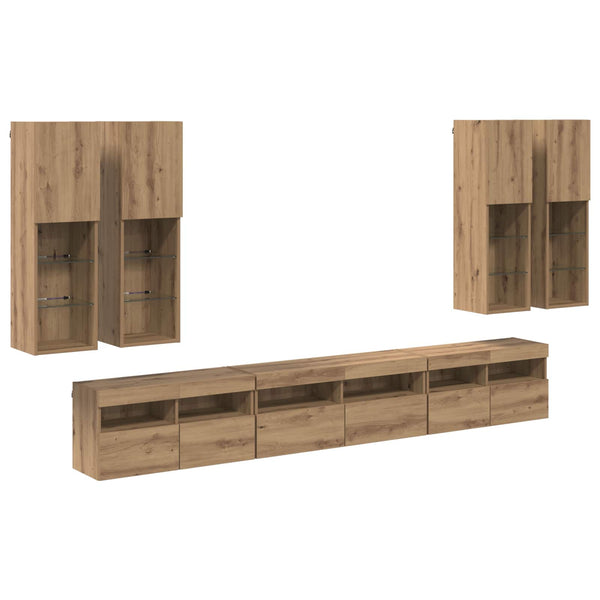 TV-seinäkaappi setti 7 pcs Artisan tammi Tekninen puu
