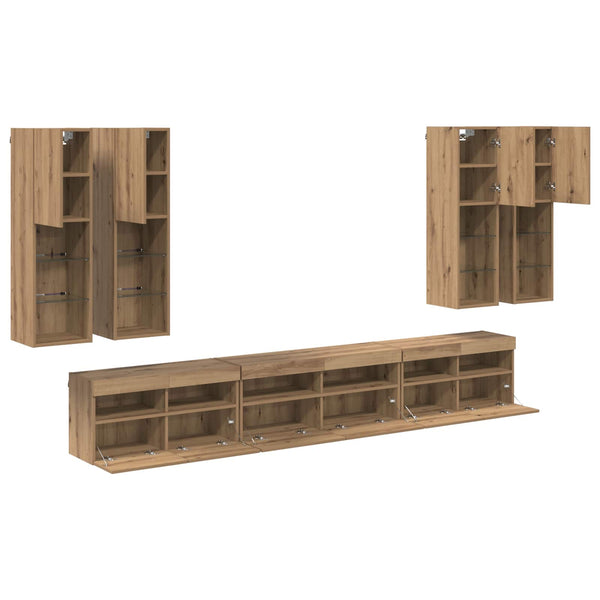 TV-seinäkaappi setti 7 pcs Artisan tammi Tekninen puu