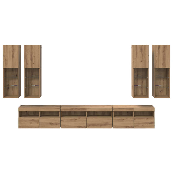 TV-seinäkaappi setti 7 pcs Artisan tammi Tekninen puu