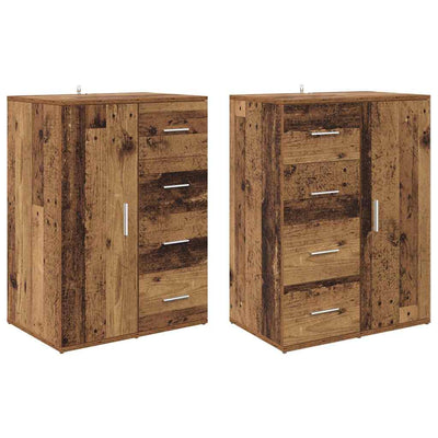 Sivupöydät Corona 2 pcs Vanha Puu 59 x 39 x 80 cm Tekninen puu