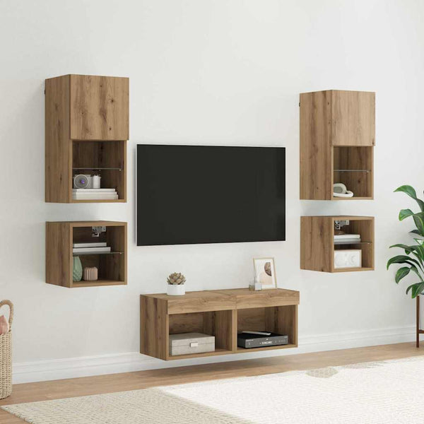 TV-seinäkkeet 8 pcs Artisan tammi Tekninen puu