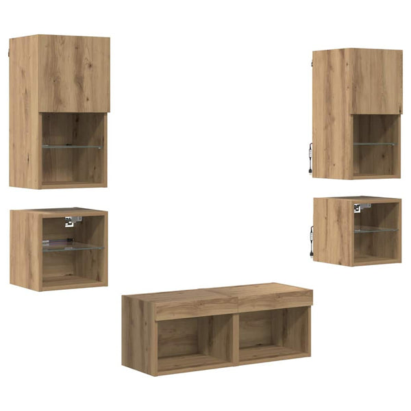 TV-seinäkkeet 8 pcs Artisan tammi Tekninen puu