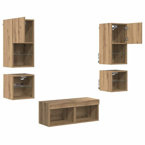 TV-seinäkkeet 8 pcs Artisan tammi Tekninen puu