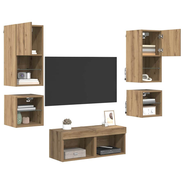 TV-seinäkkeet 8 pcs Artisan tammi Tekninen puu