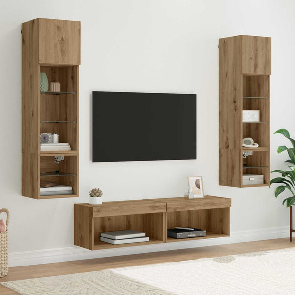 TV-seinäyksikkö 6 pcs Artisan tammi Tekninen puu