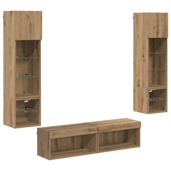 TV-seinäyksikkö 6 pcs Artisan tammi Tekninen puu