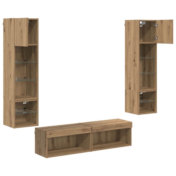 TV-seinäyksikkö 6 pcs Artisan tammi Tekninen puu