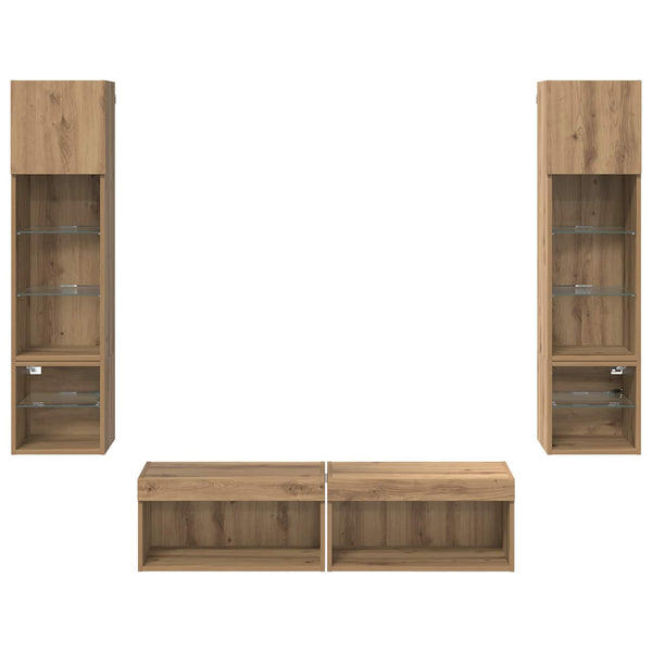 TV-seinäyksikkö 6 pcs Artisan tammi Tekninen puu