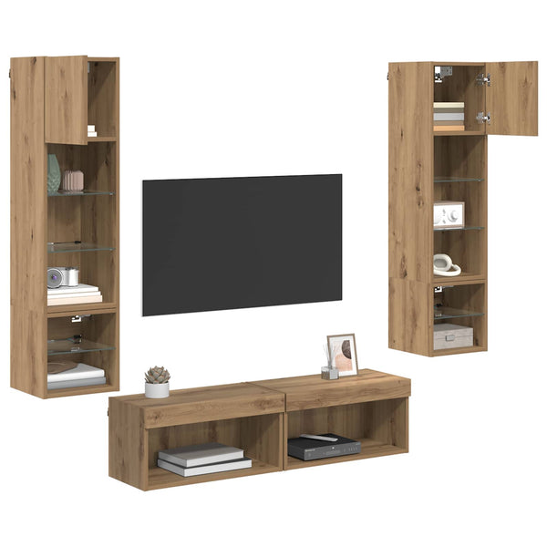 TV-seinäyksikkö 6 pcs Artisan tammi Tekninen puu