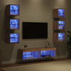 TV-kaappi LED -nauhavalot 8 pcs Artisan tammi Lasi
