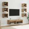TV-kaappi LED -nauhavalot 8 pcs Artisan tammi Lasi