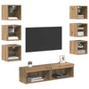 TV-kaappi LED -nauhavalot 8 pcs Artisan tammi Lasi