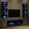 TV-kaappi LED -nauhavalot 8 pcs Musta tammi. Lasi