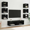 TV-kaappi LED -nauhavalot 8 pcs Musta tammi. Lasi
