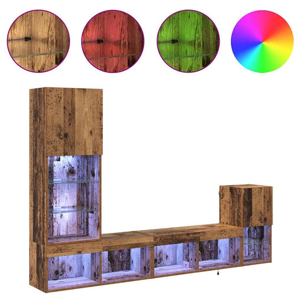 TV-seinäkkeet LED -nauhavalot Vanha Puu Tekninen puu