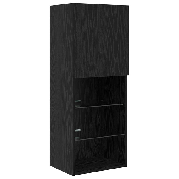 TV Seinäkappaleet LED:llä 5 kpl Musta tammi. 100 x 30 x 30 cm