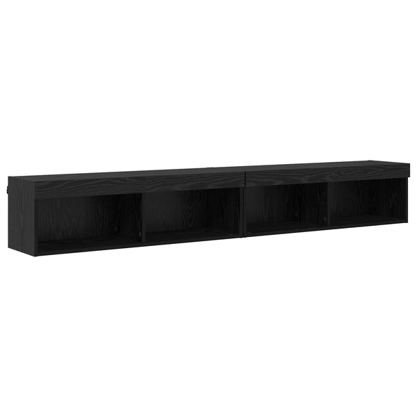 TV Seinäkappaleet LED:llä 5 kpl Musta tammi. 100 x 30 x 30 cm