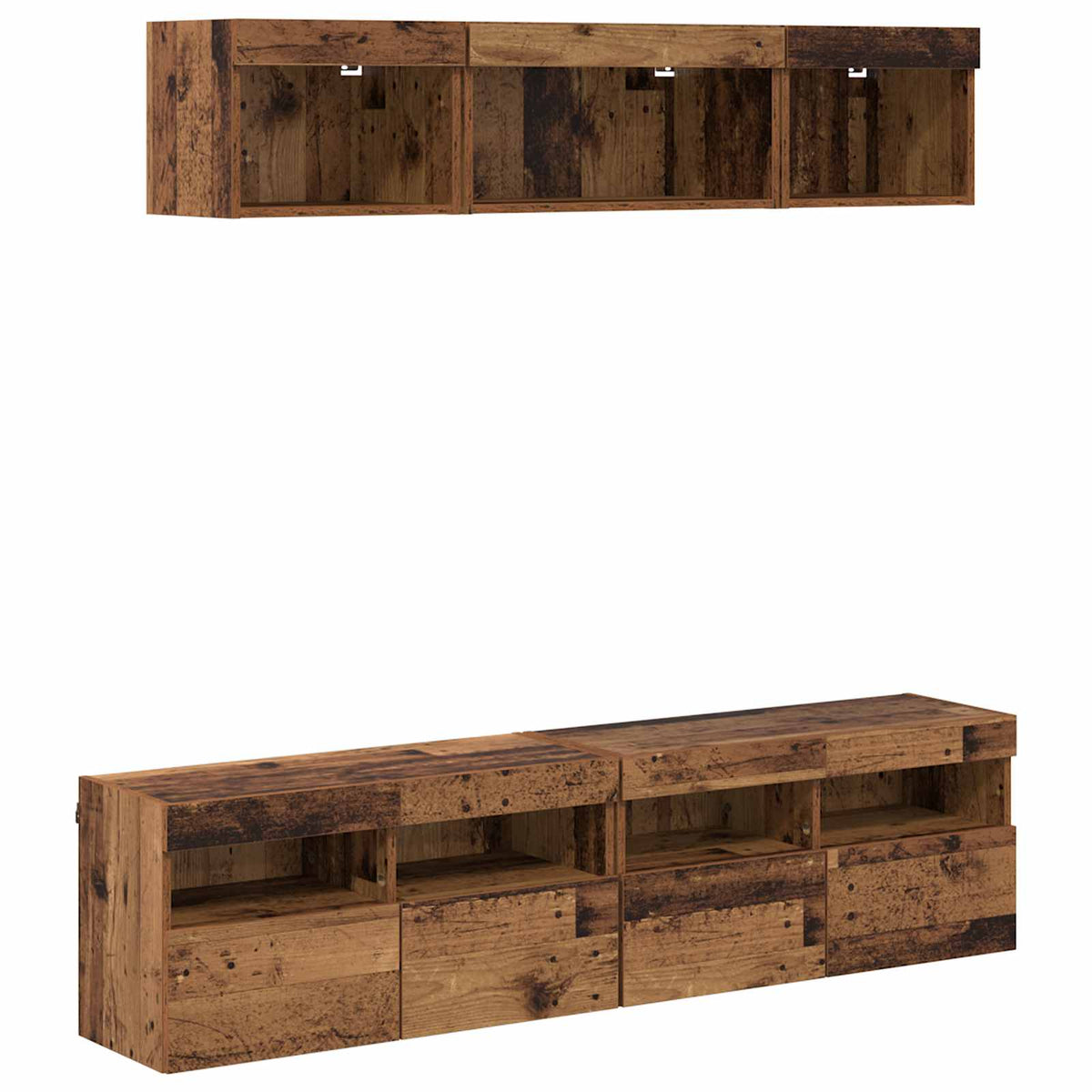 TV Seinäkappaleet LED:llä 5 kpl 80 x 30 x 40 cm Vanha Puu