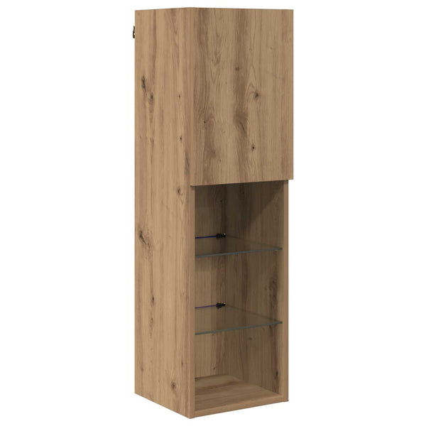 TV-kaappi LED -nauhavalot 7 pcs Artisan tammi Tekninen puu