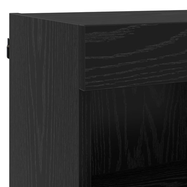 TV-kaappi LED -nauhavalot 7 pcs Musta tammi. Tekninen puu