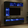 TV-kaappi LED -nauhavalot 7 pcs Musta tammi. Tekninen puu