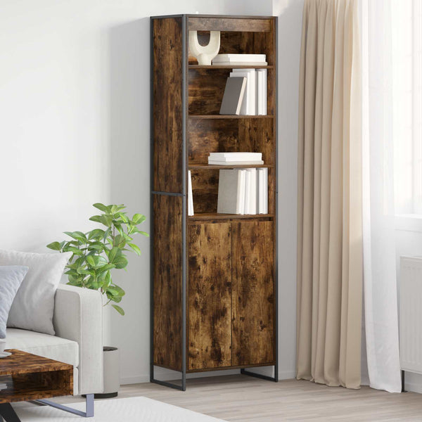 2 kpl korkeat kaapit Savupuu 60 x 36 x 300 cm Tekninen puu