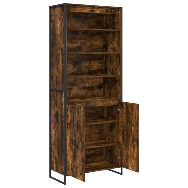 Korkeat kaapit 2 kpl Savupuu 60 x 36 x 300 cm Tekninen puu