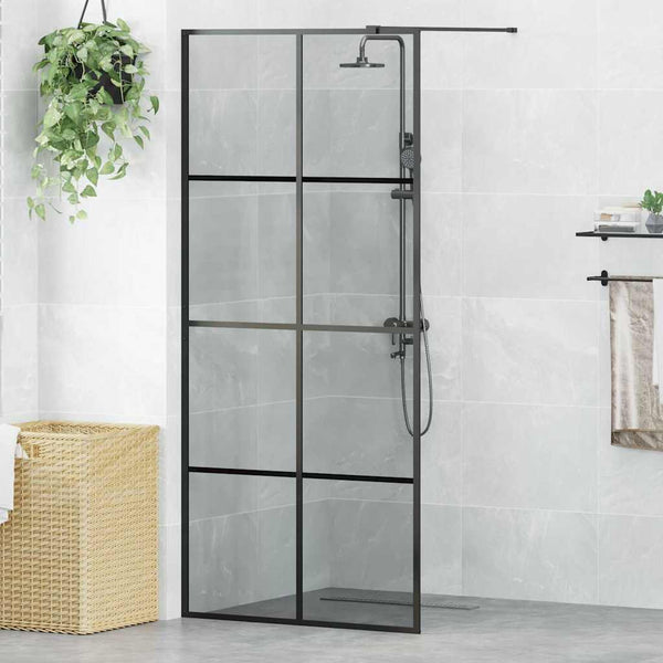Kävelykylpyhuoneen seinä Musta 90 x 195 cm karkaistu lasi