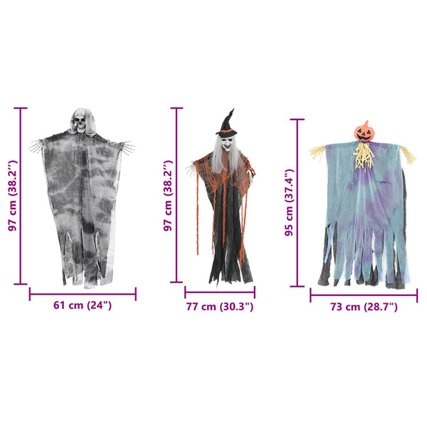 Halloween Roikkuva Kummitus 3 kpl Monivärinen 61 x 97 cm