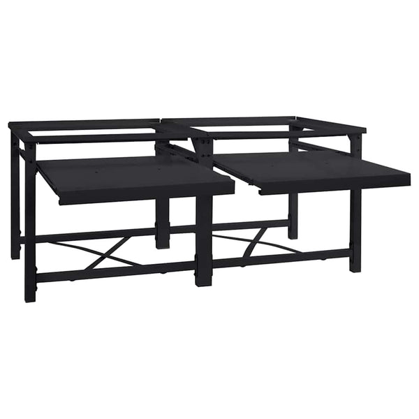 Pesukoneen jalusta Teräksinen 2 kpl Musta 64 x 55 x 32.5 cm