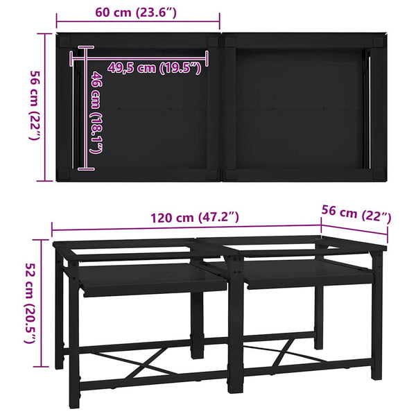 Pesukoneen jalusta Teräksinen 2 kpl Musta 64 x 55 x 32.5 cm
