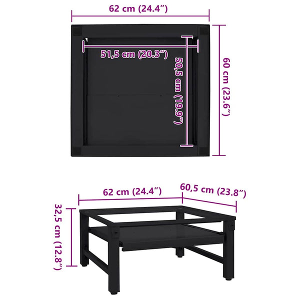 Pesukoneen teline Musta 64 x 55 x 32.5 cm Teräsmateriaalia