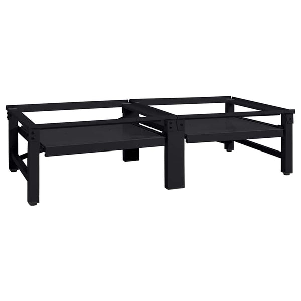 Mustat pesukoneen jalustat 2 kpl 64 x 55 x 32.5 cm Teräksestä