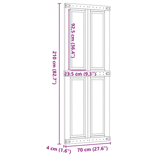 Ladon Ovi CORONA 70 x 210 cm Täysi mänty Hunaja Ruskea