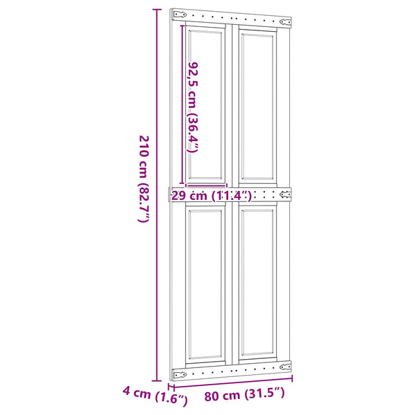 Ladon Ovi CORONA 80 x 210 cm Täysi mänty Hunaja Ruskea