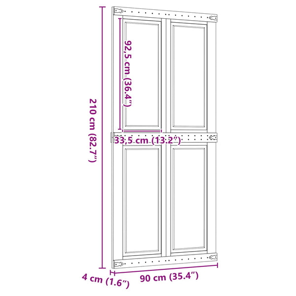 Ladon Ovi CORONA 90 x 210 cm Täysi mänty Hunaja Ruskea