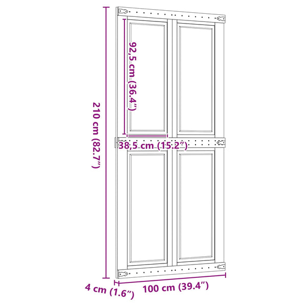 Ladon Ovi CORONA 100 x 210 cm Täysi mänty Hunaja Ruskea
