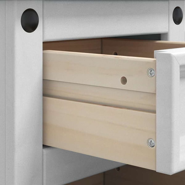 Yöpöytä Valkoinen 35 x 32,5 x 58 cm Massiivinen mänty