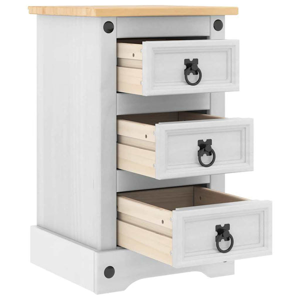 Yöpöytä Valkoinen 35 x 32,5 x 58 cm Massiivinen mänty