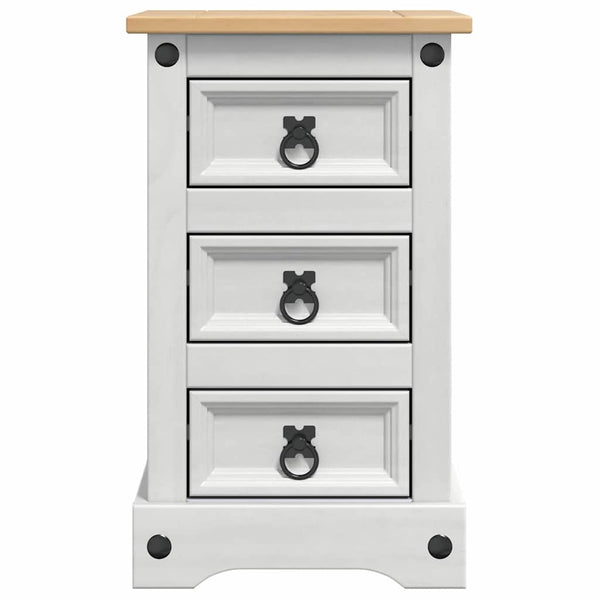 Yöpöytä Valkoinen 35 x 32,5 x 58 cm Massiivinen mänty