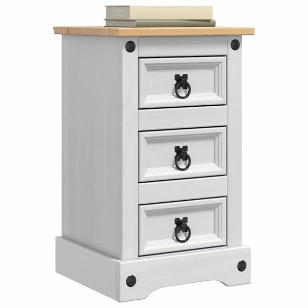 Yöpöytä Valkoinen 35 x 32,5 x 58 cm Massiivinen mänty