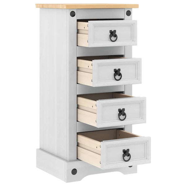 Yöpöytä Valkoinen 35 x 32,5 x 74 cm Massiivinen mänty