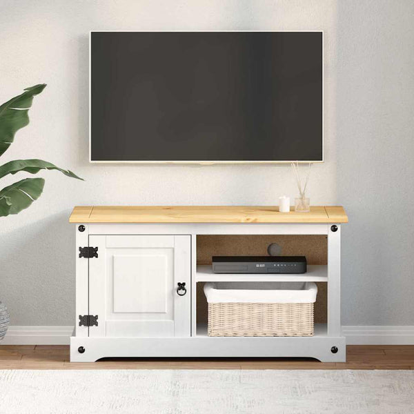 TV-kaappi CORONA 100 x 40 x 52 cm Valkoinen Massiivinen mänty
