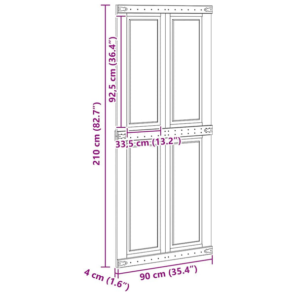 Ladon Ovi CORONA 90 x 210 cm Täysi mänty valkoinen